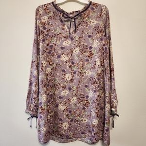 Mossimo Purple Floral Long Sleeve Mini Shift Dress